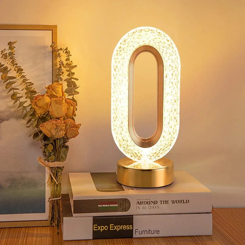 Touch Control 3D Crystal Track Night Light Girls Room Home Decor Aesthetics USB Bedside LED Ambient Table 3D Moon Lamp