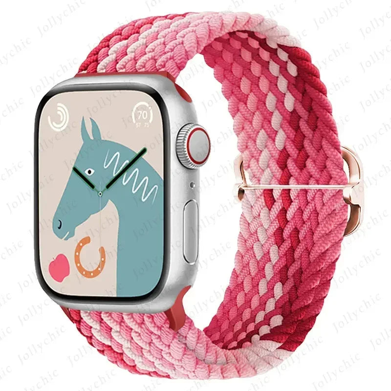 Braided Loop Strap For Apple Watch Band 42/46mm 45/41mm 38/40mm 44mm 49mm Nylon Solo Bracelet iWatch series 10 9 se 8 7 6 Ultra2 luxecrown.co.uk