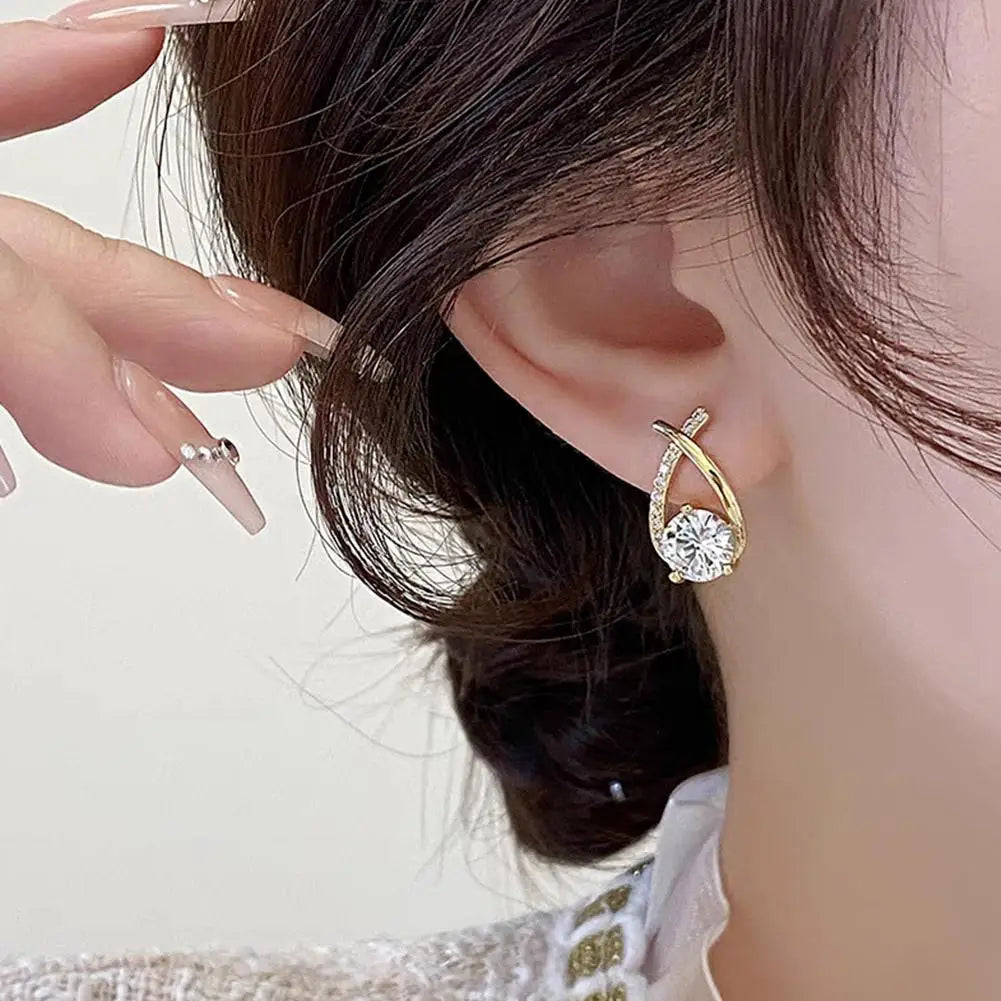 Fashion Cross Stud Earrings For Women Girls Korean Style Elegant Crystal Jewelry Ear Rings Fishtail Lady Earrings Gifts Streetsharks