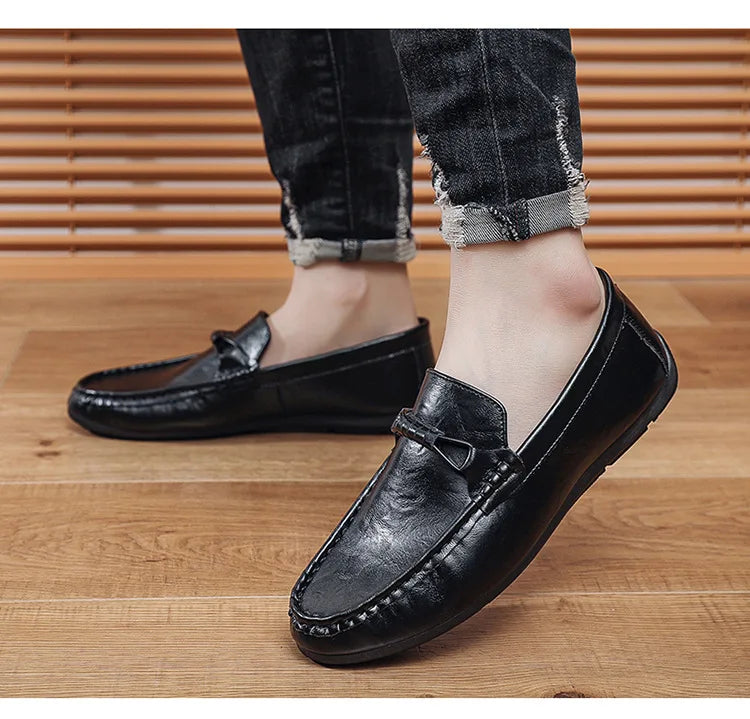 Summer men's loafers soft soled men's leather shoes comfortable driving shoes luxecrown.co.uk