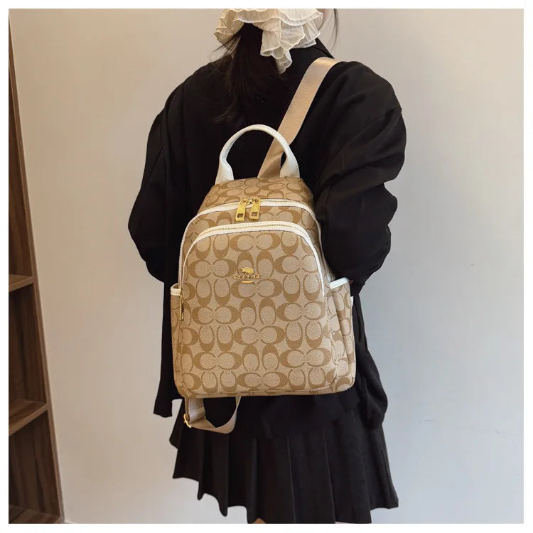 Large-capacity casual women's backpack with vintage textured coating, suitable for travel. luxecrown.co.uk