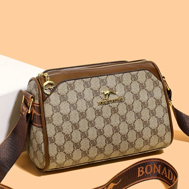 Three-layer women's bag with large capacity, adjustable cross-body bag, new style women's bag, wide strap, suitable for middle-a luxecrown.co.uk