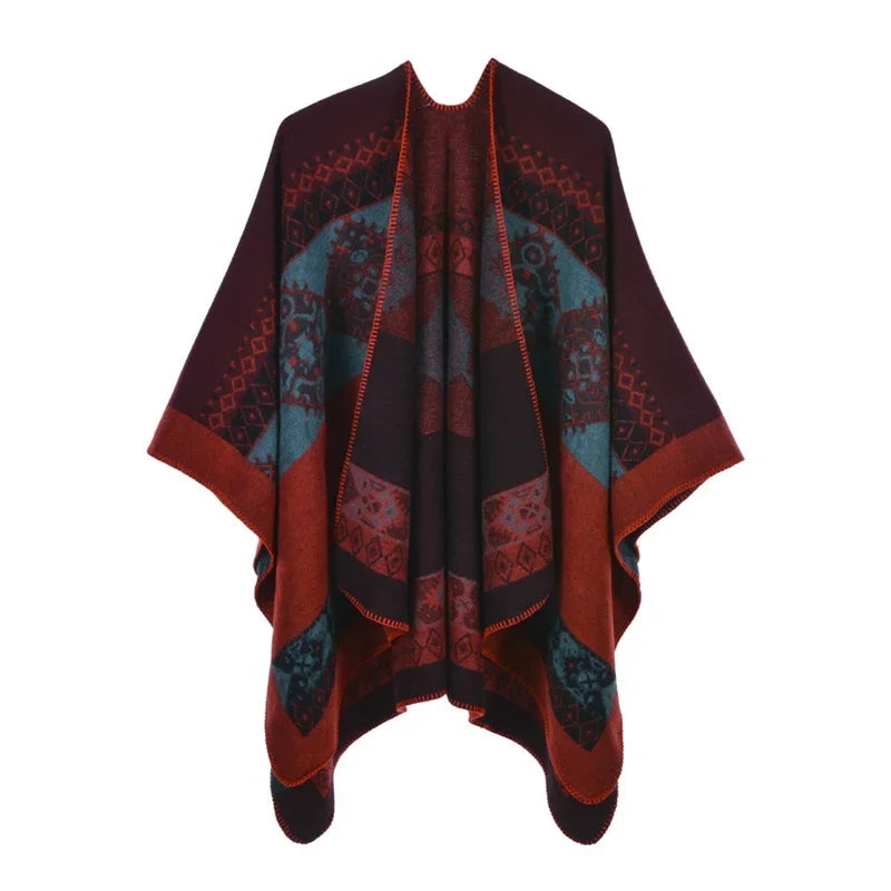 Winter Fashion Poncho Women Capes Scarf Imitation Cashmere Ladies Scarves Warm Shawls Wraps Woman Ponchos Bufanda Mujer Foulard luxecrown.co.uk