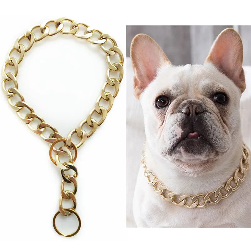 Luxury Dog Collar Gold Dog Chain Choker For Pitbull Bulldog Teddy French Bulldog Metal Collar Pet Necklace Pets Jewelry Products luxecrown.co.uk