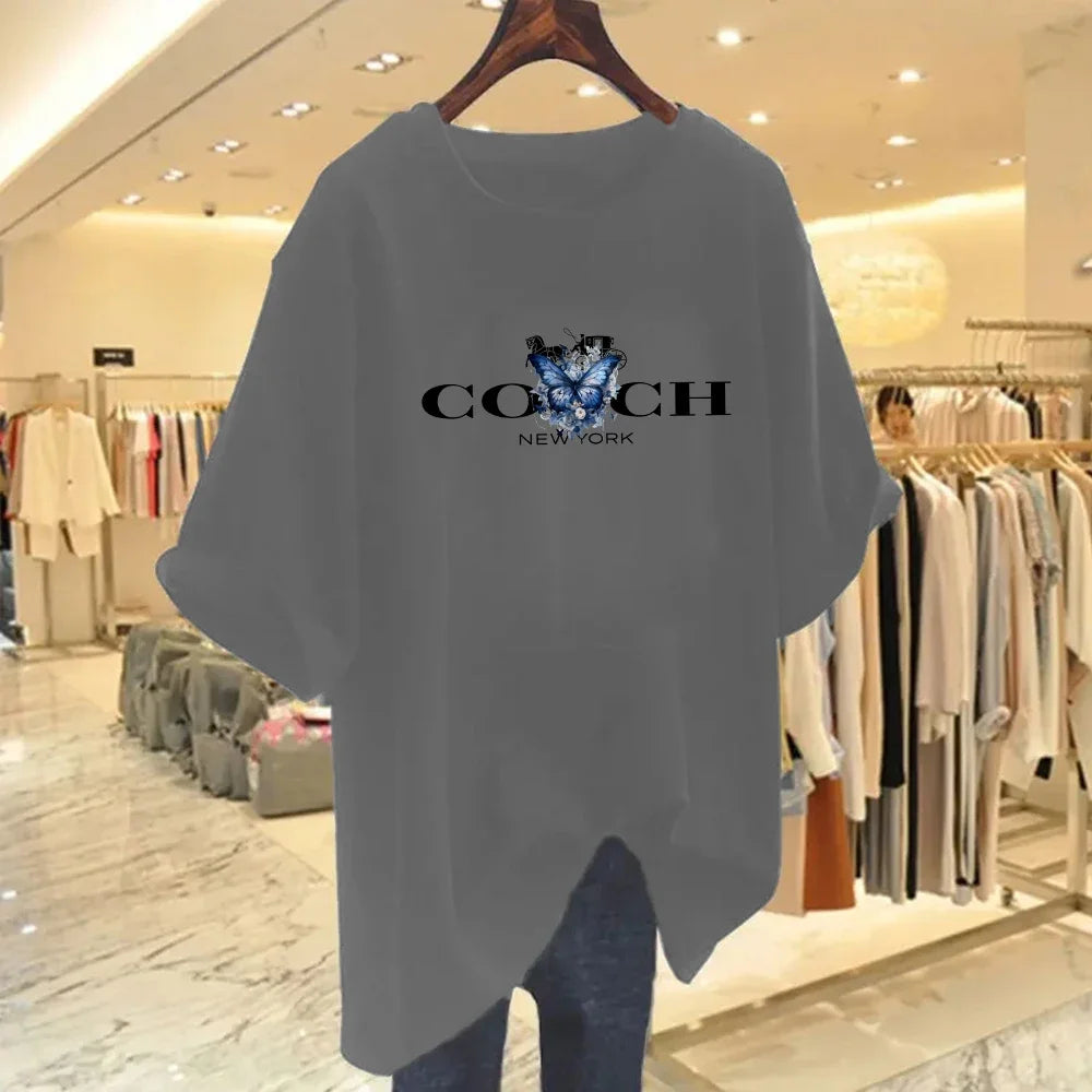 2024 Summer Women's Sports Top Cotton Luxury T-shirts Harajuku Bottoming Fashion Clothing Brand Short-sleeved Camiseta Mujer Streetsharks