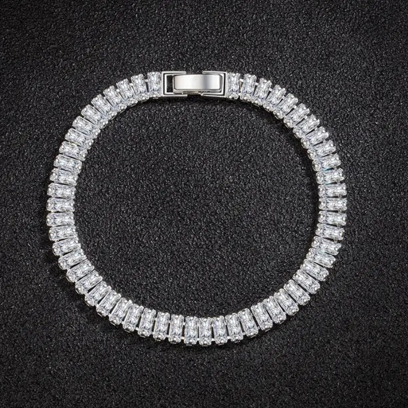 luxury designer 925 Sterling Silver fine Crystal Bracelet For Women fashion Jewelry Engagement Wedding Glamour Jewelry 18CM Streetsharks