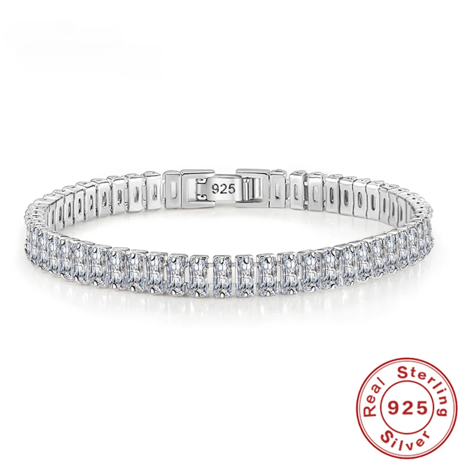 luxury designer 925 Sterling Silver fine Crystal Bracelet For Women fashion Jewelry Engagement Wedding Glamour Jewelry 18CM Streetsharks