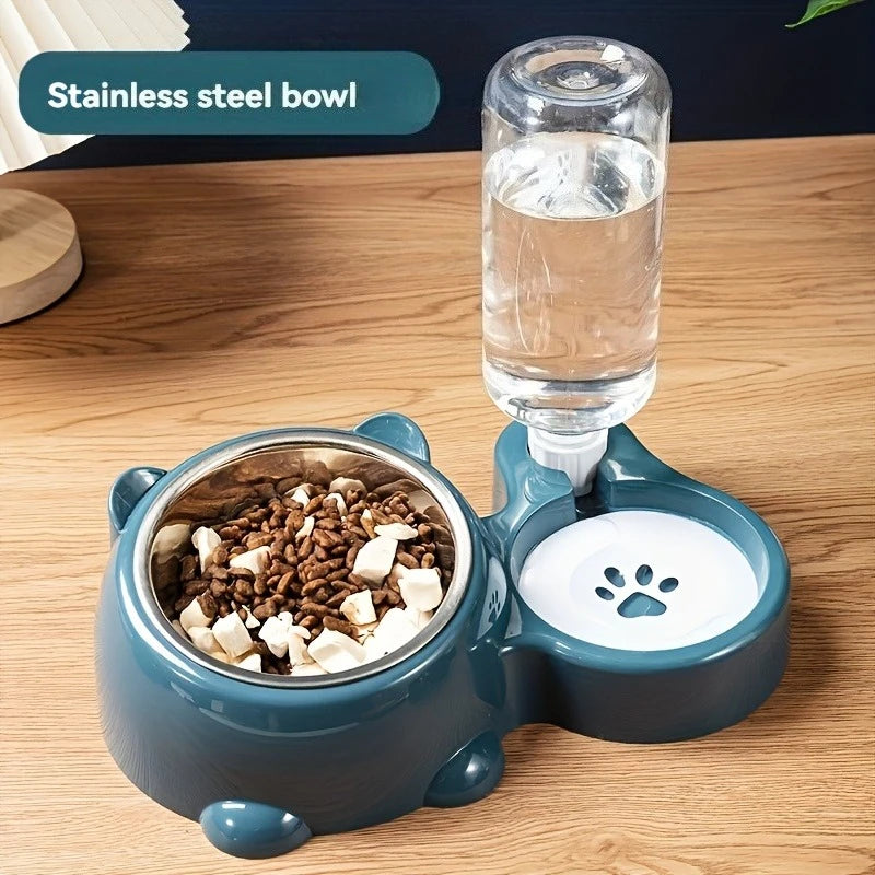 Automatic Pet Feeder and Water Dispenser, Integrated Feeding System for Cats and Dogs,No Battery or Power Needed, Slanted Mouth luxecrown.co.uk