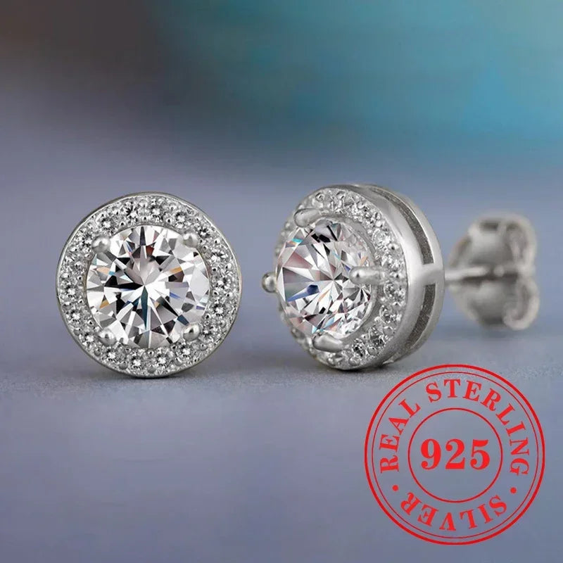 Huitan 925 Sterling Silver Shining White Cubic Zirconia Stud Earrings Luxury High Quality Jewelry Women Wedding Eternity Jewelry Streetsharks