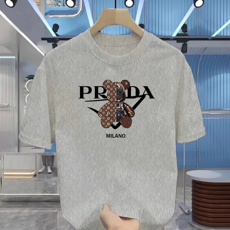 Men's luxurious printed summer high-quality T-shirt 100% pure cotton, relaxed and loose fit, stylish and unique, round neckline luxecrown.co.uk