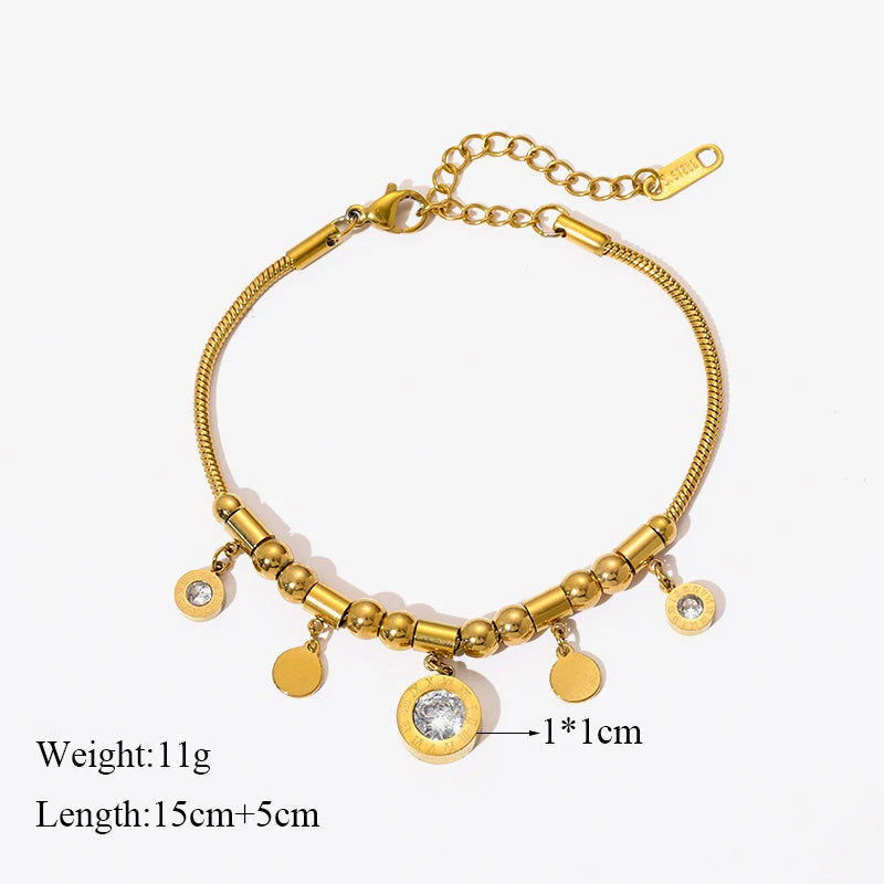 GANEMLY 316L Stainless Steel Tree of Life Bracelet For Women Fashion 18K Gold Plated Wrist Chain Waterproof Jewelry Lady Gift
