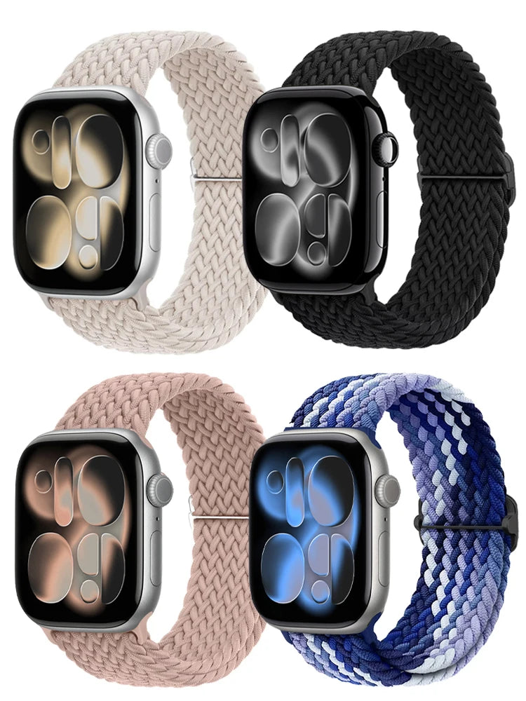 Apple Watch Band 42mm 46mm 44mm 40mm 45mm Ultra 3 49mm Braided Bracelet Correa Series 11 10 9 8 7 6 SE3 Smartwatch Straps luxecrown.co.uk