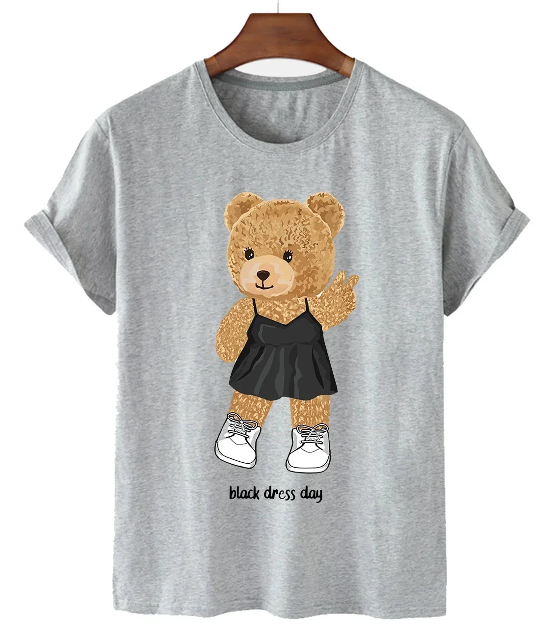 Funny Bear Print Tshirt Women Fashion Cartoon Harajuku Casual T-shirt Female Summer Short Sleeved Top Tees Unisex T Shirt luxecrown.co.uk
