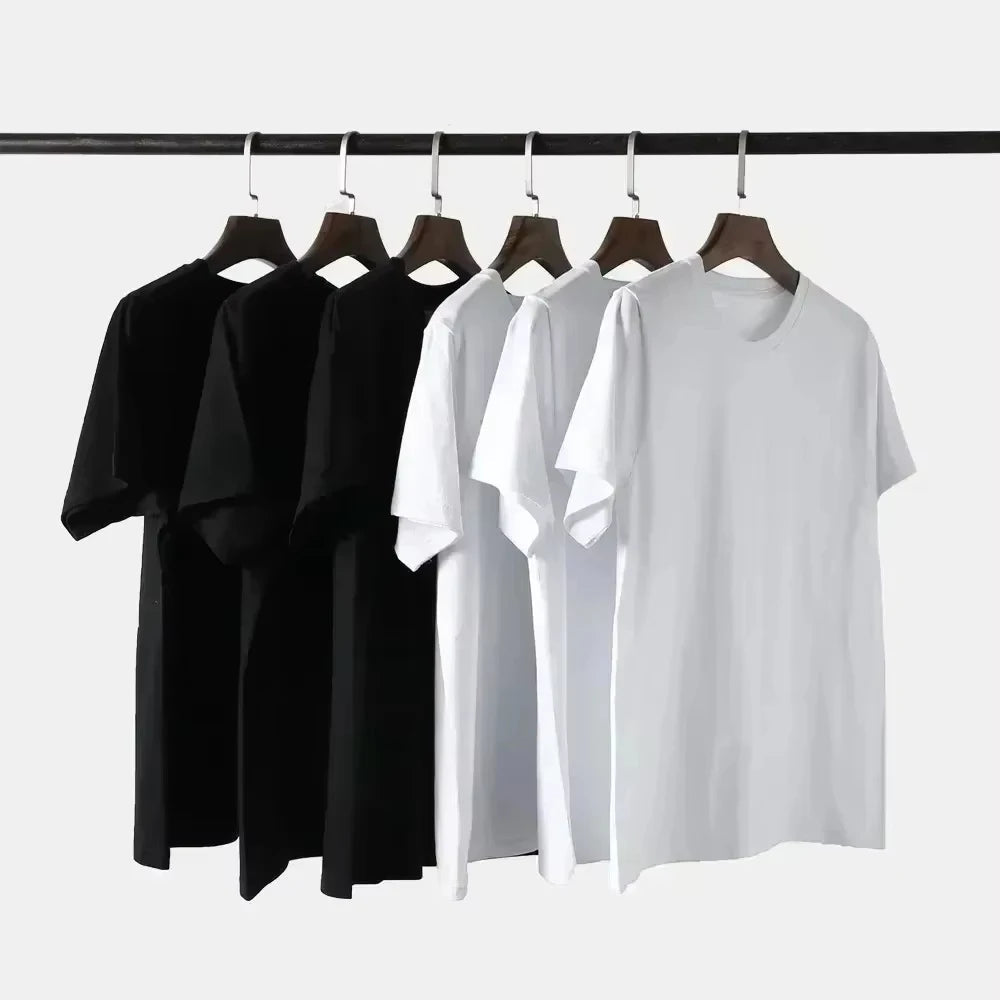 Handsome T-shirt men's short sleeved pure cotton 2025 new summer street fashion brand printed American top half sleeved base shi luxecrown.co.uk