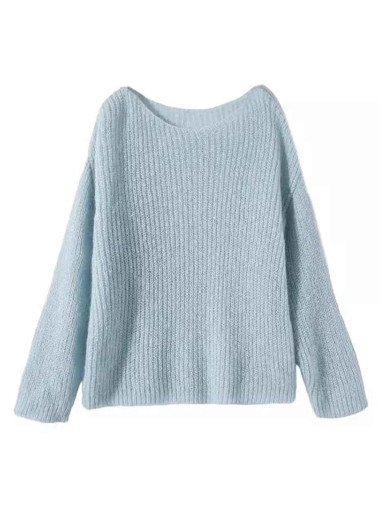 Elegant See-through Women Sweater Pullover Loose Jumper Autumn Winter Soft Warm Women Knitwear Sweater Basic Solid Cashmere Tops