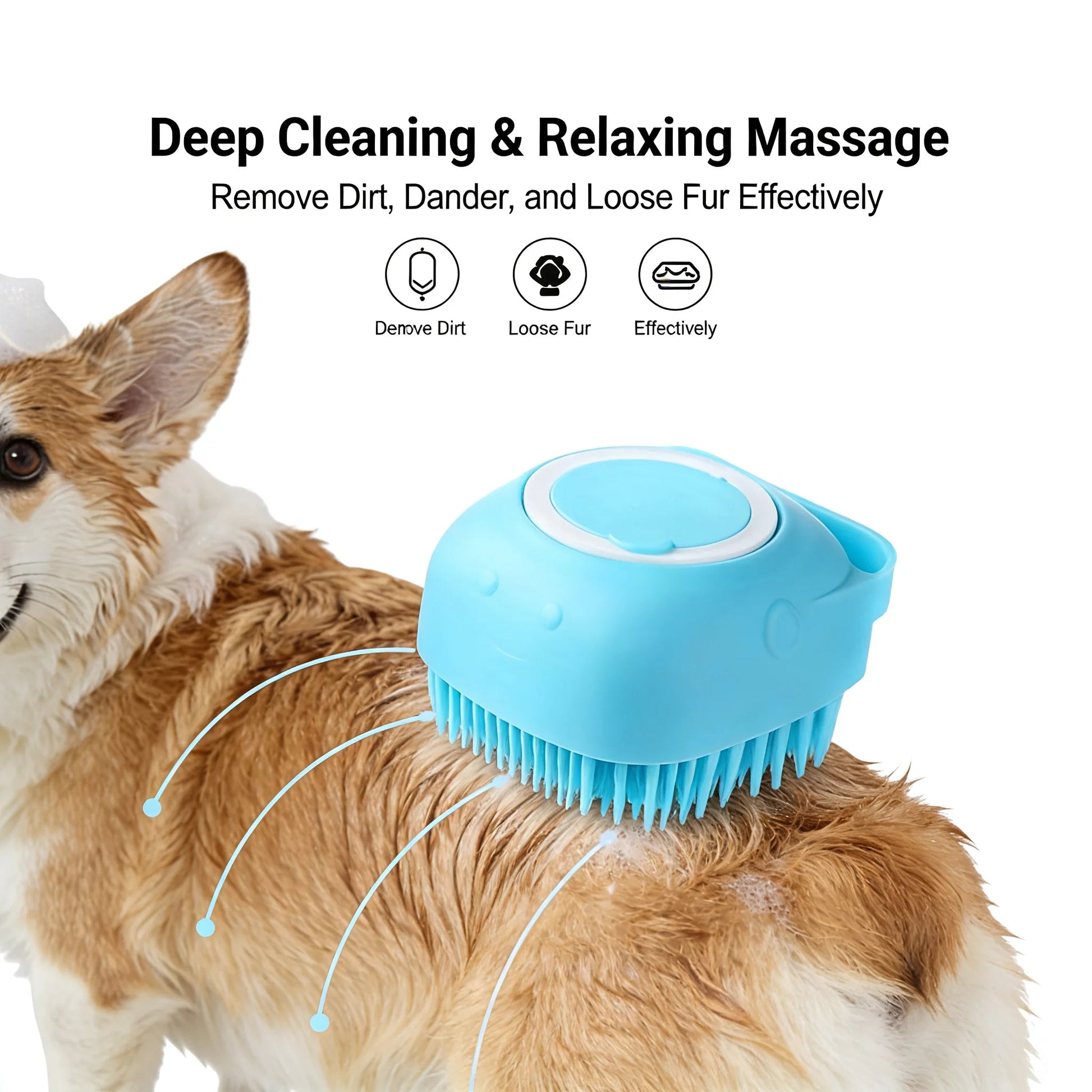 2-In-1 Pet Bath & Massage Brush With Shampoo Storage Silicone Dog Cat Grooming Tool For Puppy Kitten Sensitive Skin luxecrown.co.uk