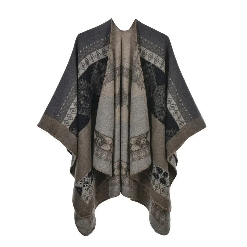 Winter Fashion Poncho Women Capes Scarf Imitation Cashmere Ladies Scarves Warm Shawls Wraps Woman Ponchos Bufanda Mujer Foulard luxecrown.co.uk