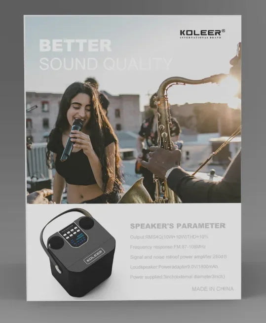 High Power Karaoke Bluetooth Speaker Portable 360 Stereo Surround Waterproof Wireless Subwoofer with Dual Microphone Boombox Streetsharks