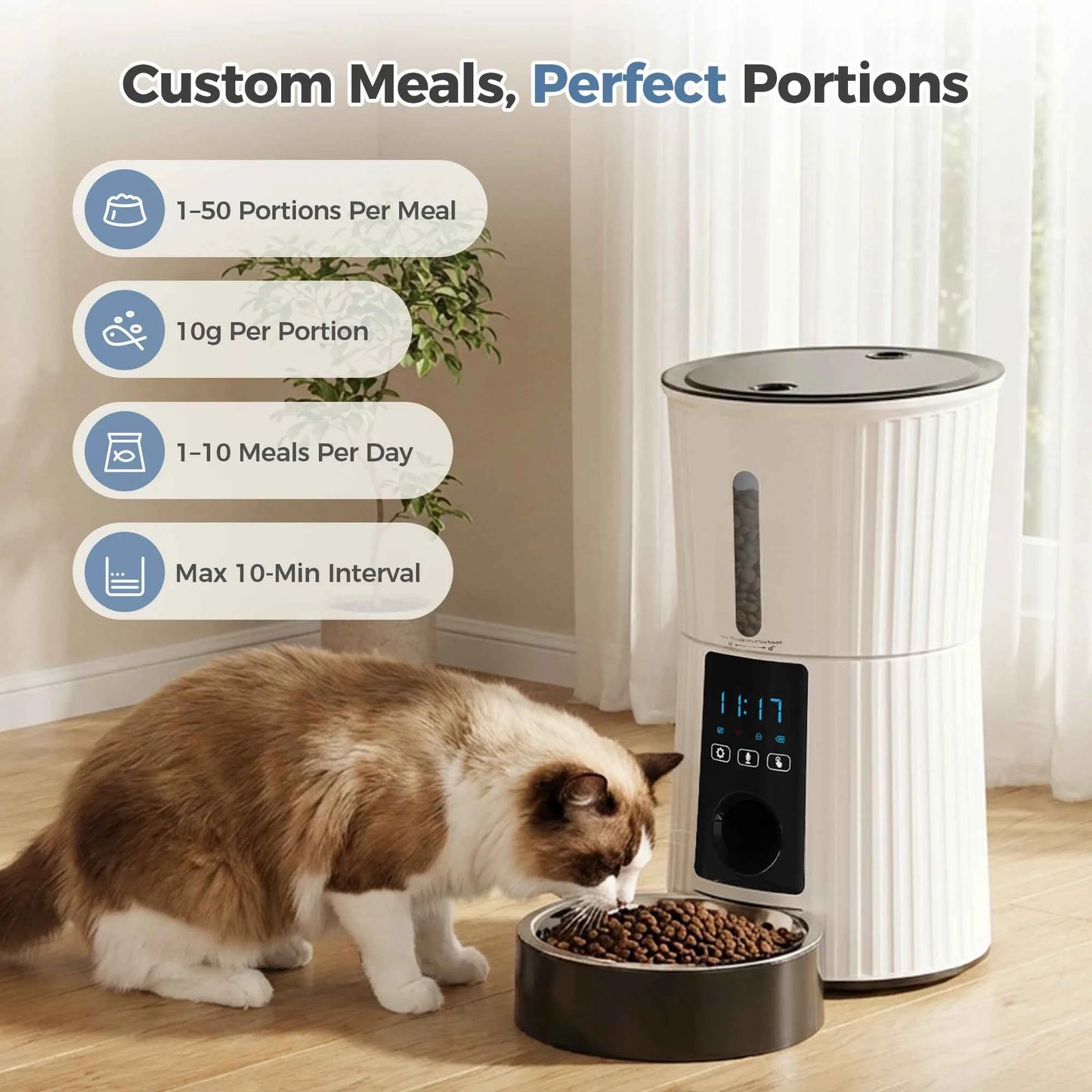 JHK 4L Automatic Cat Feeder WiFi Timed Cat Food Dispenser with APP Control Dual Power Supply Indoor Programmable Pet Feeder luxecrown.co.uk