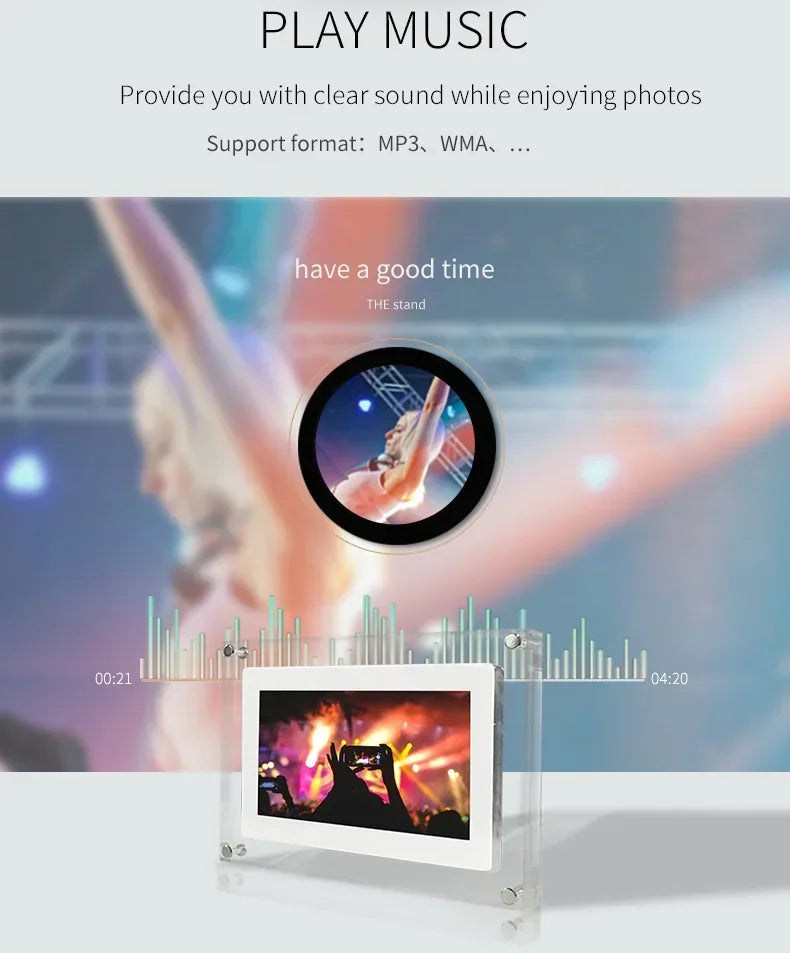 **CrystalView 5" Acrylic Digital Photo Frame – IPS Display | 1000mAh Battery | 2GB Memory** Streetsharks