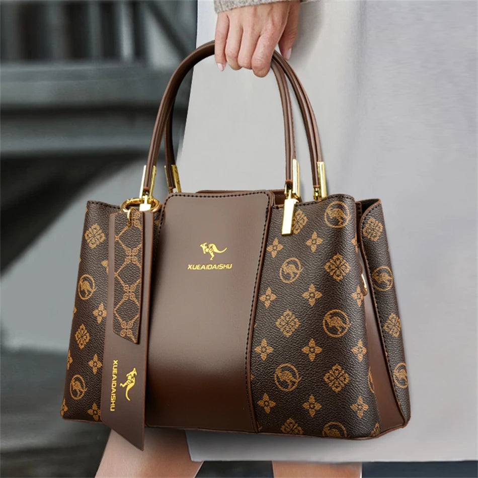 Luxury Handbag Fashion Print Large Capacity Soft Leather Women Shoulder Crossbody Bag Leisure Designer Ladies Purses and Handbag luxecrown.co.uk