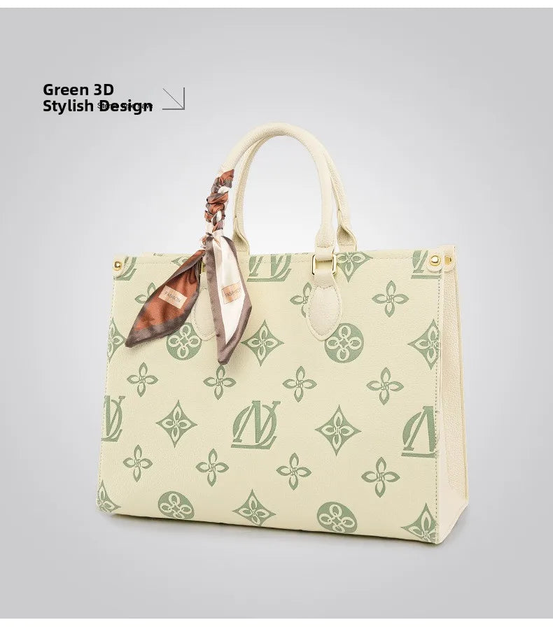 Fashionable Large Capacity Tote Bag 2025 New Style Simple Urban PU Ladies Handbag Commuter Daily Use Contrast Color Embossed luxecrown.co.uk