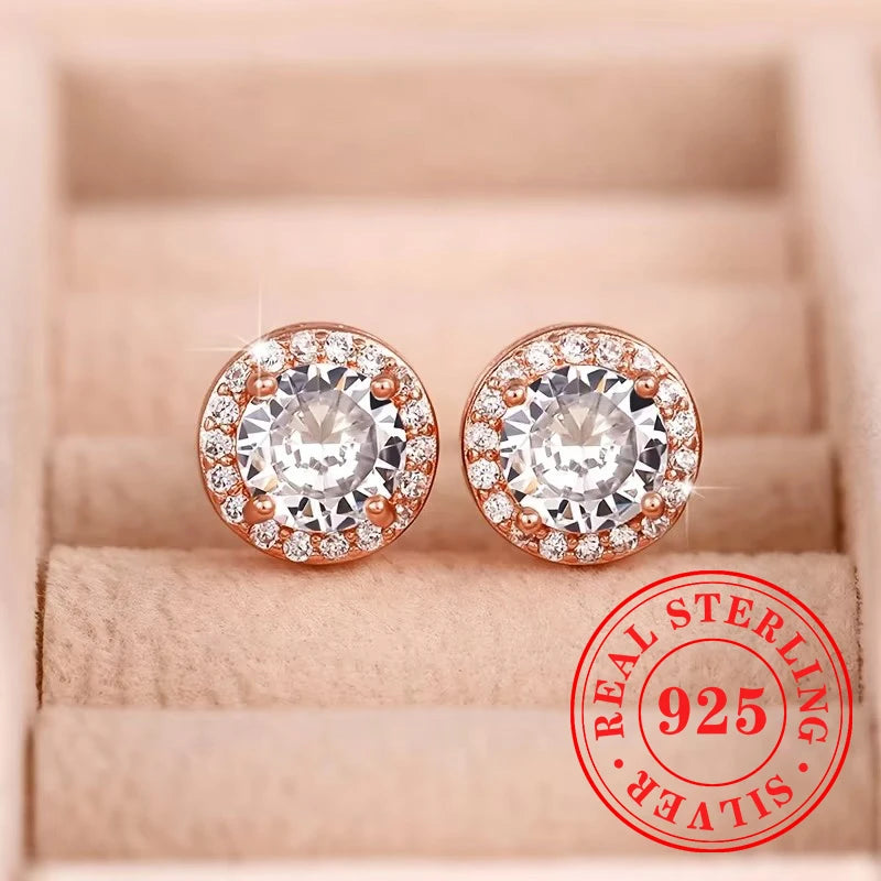 Huitan 925 Sterling Silver Shining White Cubic Zirconia Stud Earrings Luxury High Quality Jewelry Women Wedding Eternity Jewelry Streetsharks