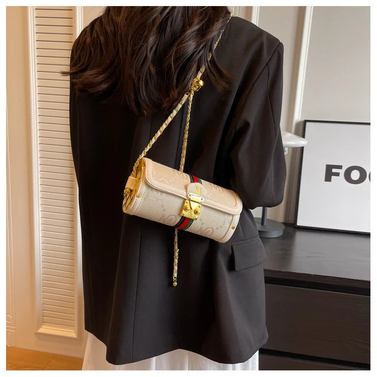 Fashionable Chain Strap Cylinder Bag Women's Bag Versatile Shoulder Crossbody Bag High Quality Korean Style Daily Use Bag luxecrown.co.uk