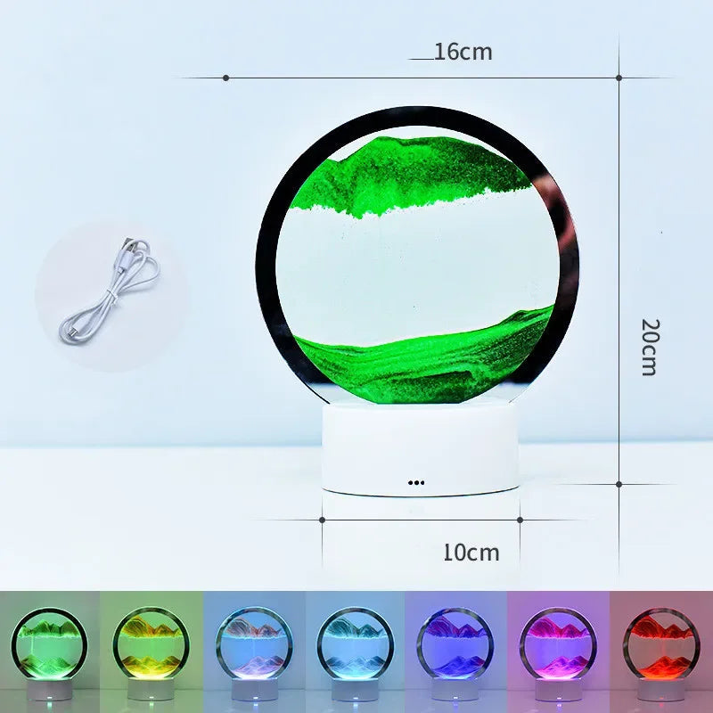 3D Hourglass Table Lamp 7 Color RGB Adjustable Moving Sand Quicksand Flowing Sand Art Picture Deep Sea Sandscape Home Decor Gift Streetsharks