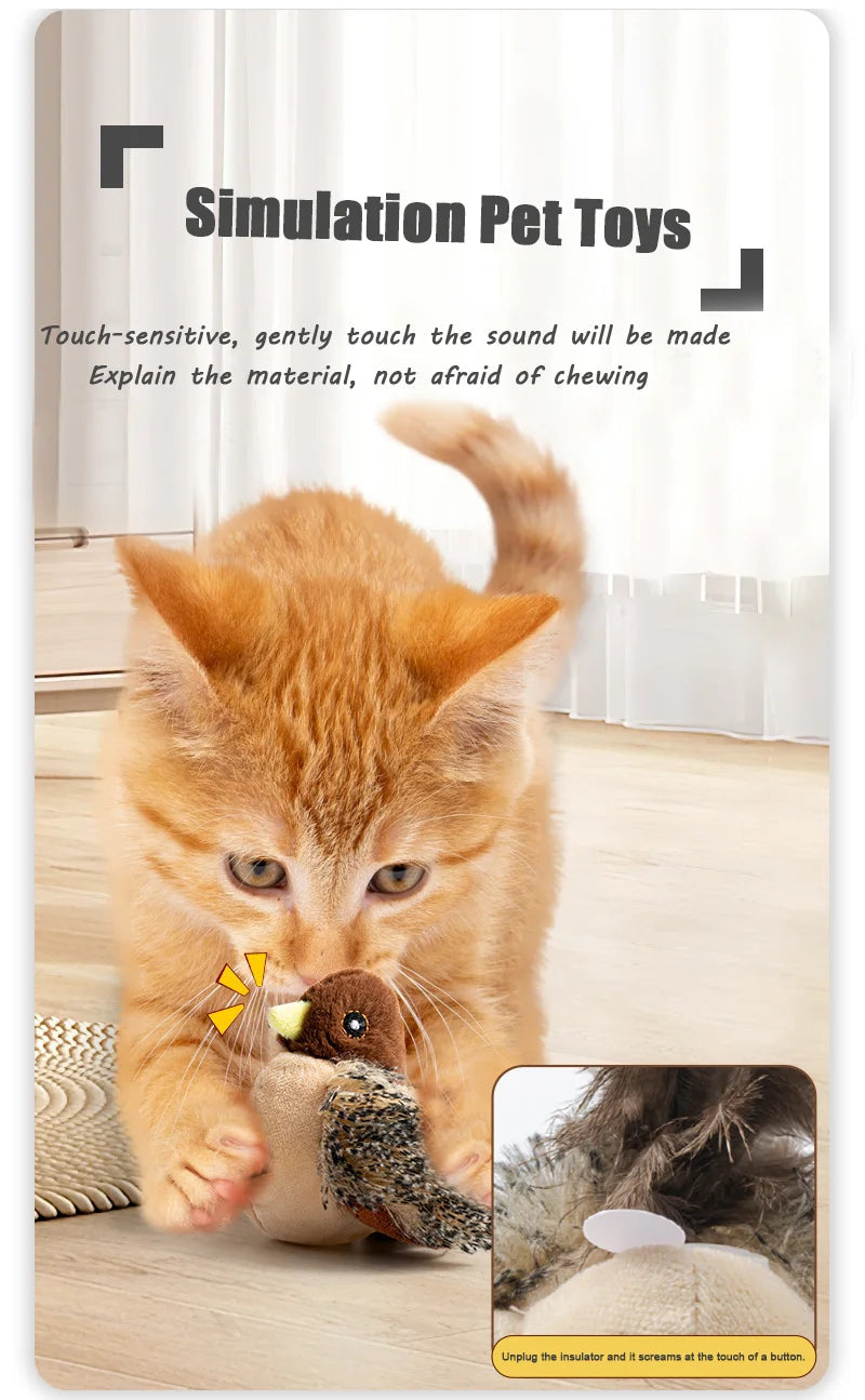 Flapping Bird Cat Toy, Interactive Flappy Bird Cat Toy Bird Toy for Cats, Simulated Chirping Bird Cat Toy, Interactive Cat Toy Streetsharks