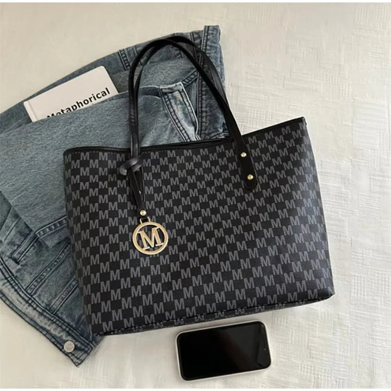 Letter Print Fashion Shoulder Bag Versatile Large Capacity Handbag Luxury Brand Bag Clutch Bag Retro Trend Commuter Tote Bag luxecrown.co.uk