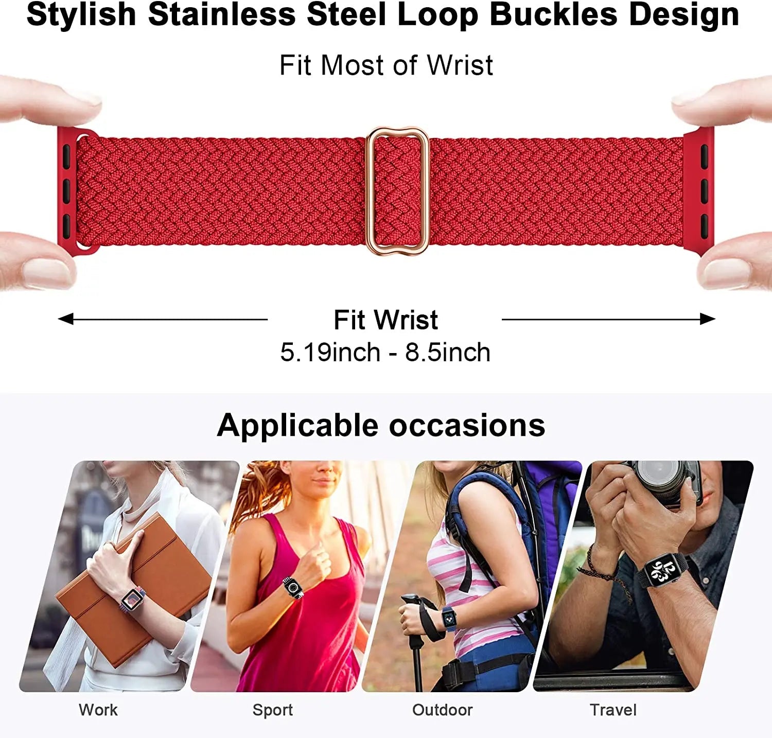 Braided Solo Loop Strap For Apple watch band 44mm 40mm 49mm 45mm 41mm Elastic Nylon bracelet iWatch series 8 3 se 6 7 Ultra 2 9 luxecrown.co.uk