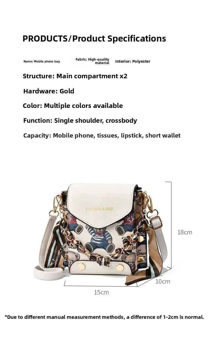 New Faion Women's Mobile Phone Menger Bag Pur Double oulder Bag PU Leather No Brand Registered Trademark