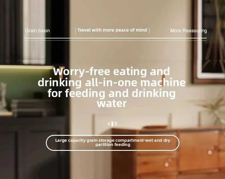 Automatic Cat & Dog Water Dispenser with Integrated Food Basin No Batteries Needed,Automatic Pet Feeder One-Piece Design luxecrown.co.uk