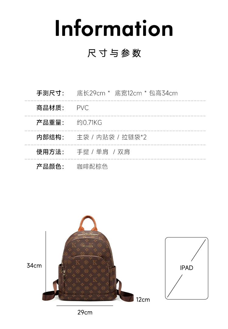 Mkf Genuine Vintage Retro Casual Backpack for Women, Original Design Niche Women's Bag, Large Capacity Travel Trendy Bag luxecrown.co.uk
