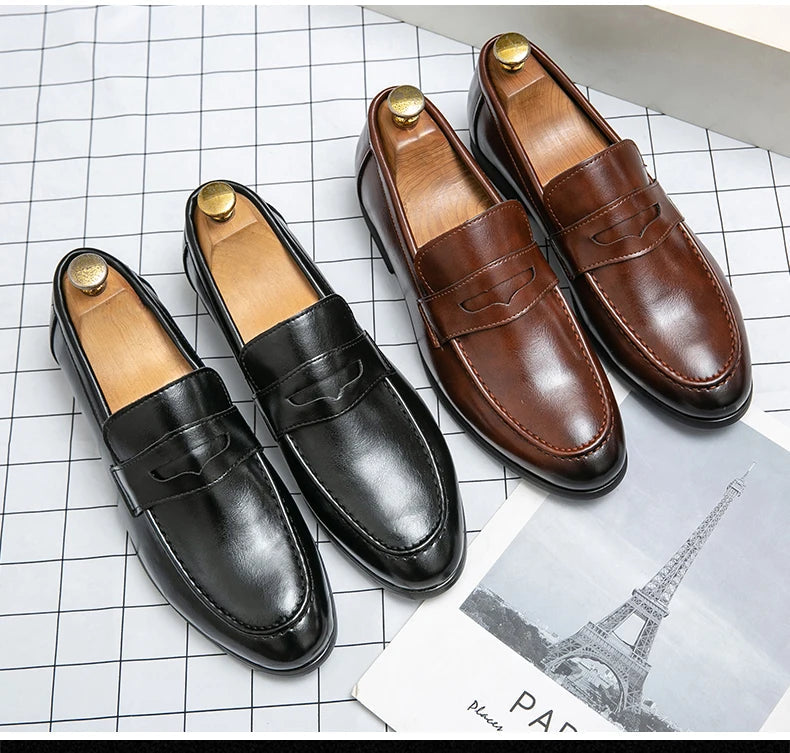Men Casual Leather Shoes Dress Leather Loafers Men Classic Casual Business Shoes Trend Formal Party Social Leather Shoes Male luxecrown.co.uk