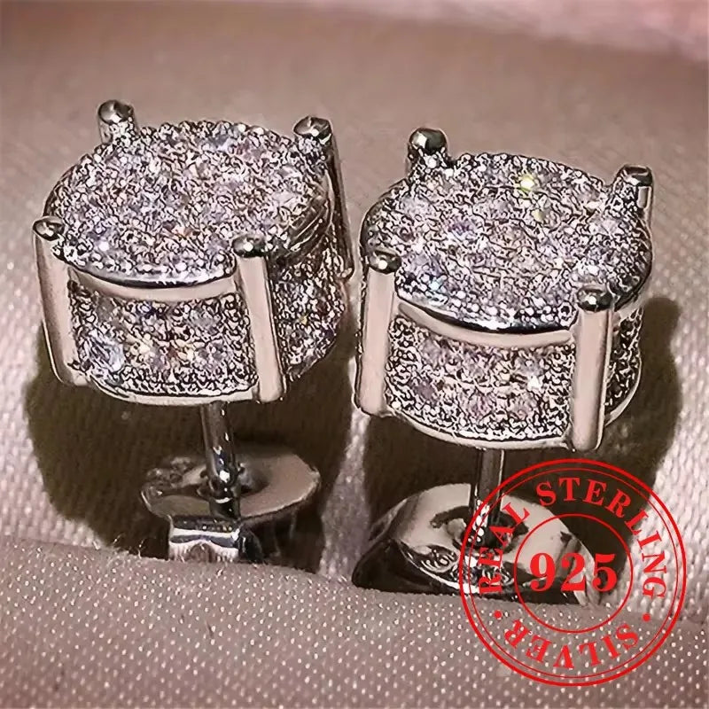 Huitan 925 Sterling Silver Shining White Cubic Zirconia Stud Earrings Luxury High Quality Jewelry Women Wedding Eternity Jewelry Streetsharks