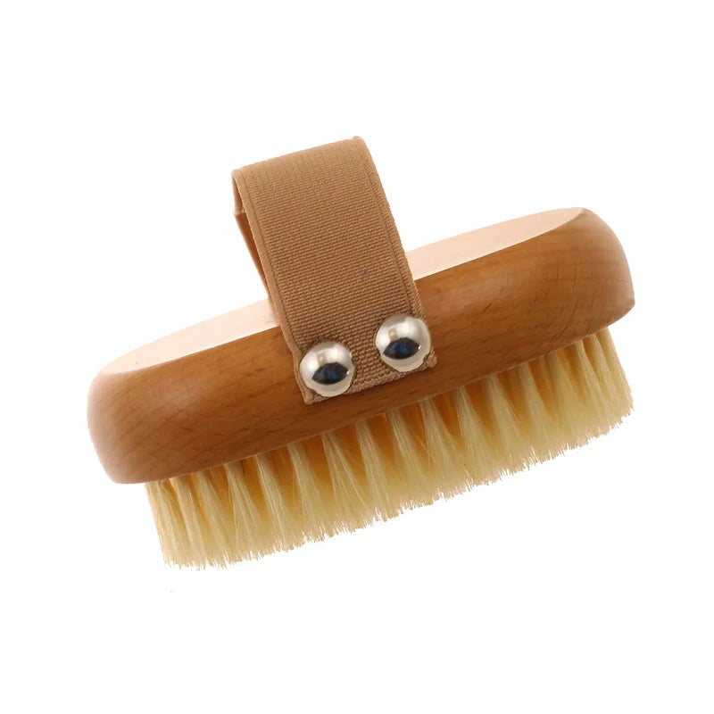SPA Wooden Body Brush Natural Boar Bristle Organic Dry Skin Body Brush Bamboo Wet Back Shower Brushes Exfoliating Bathing Brush Streetsharks