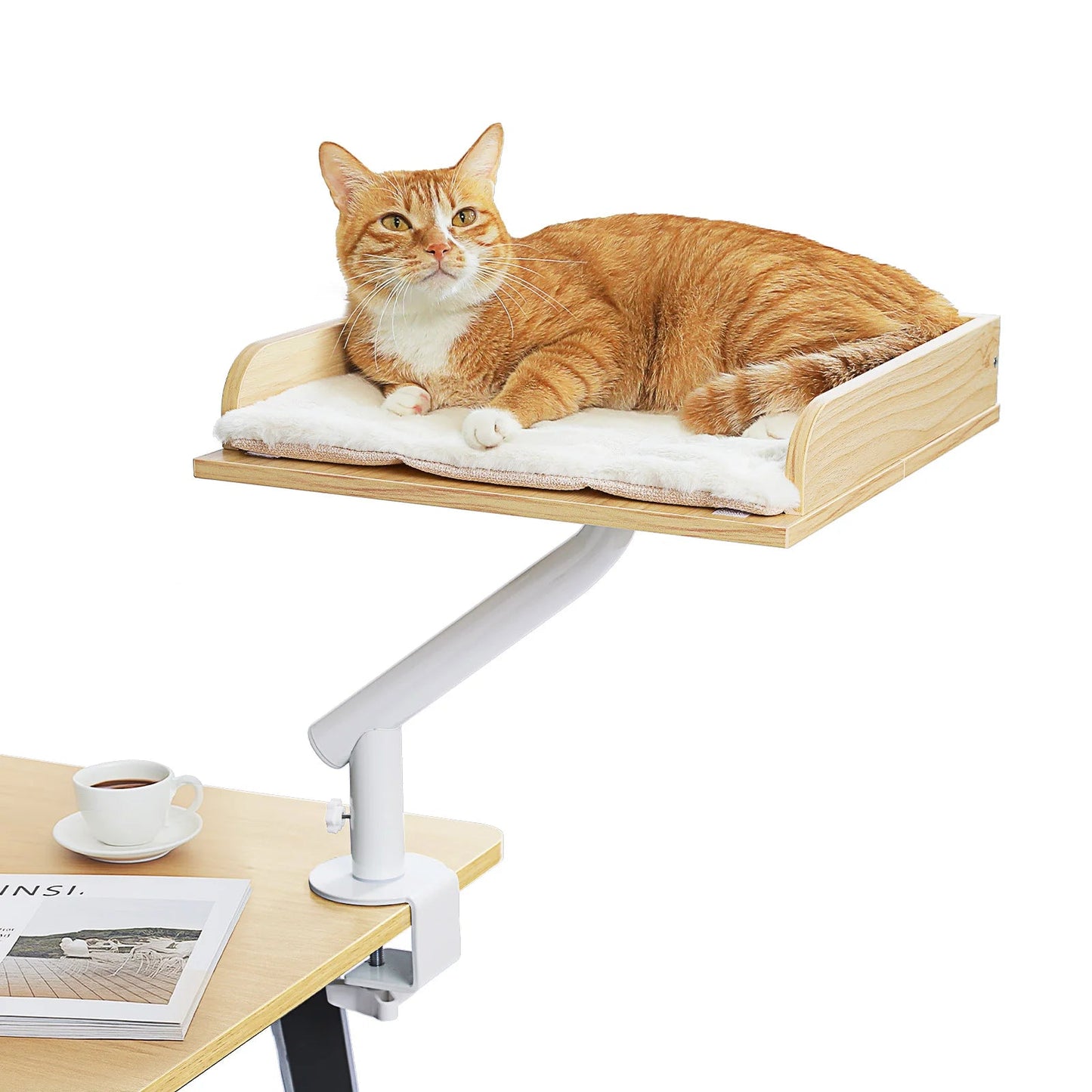 Cat Desk Bed, 360° Rotatable Cat Bed Stand for Indoor Cats, Adjustable Cat Basket, Cats Hammock for Table, Soft Cat Bed for Desk luxecrown.co.uk