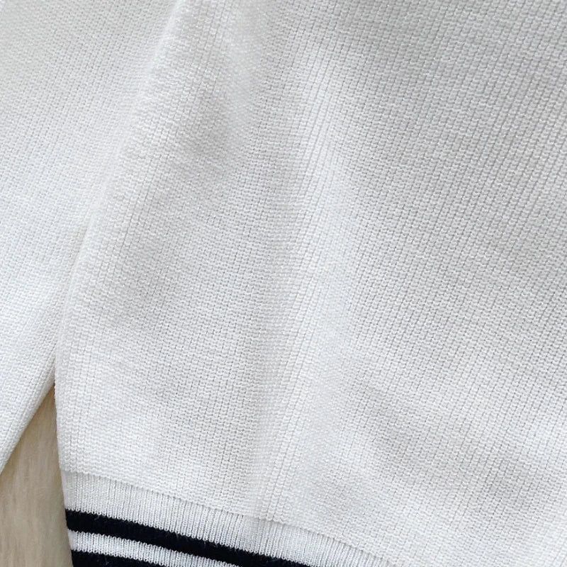 Women Autumn Winter Full Sleeve Sweater Korean Style Bow  Sailor Collar  Knitted Cardigan Fashion O-Neck Single-breasted Tops