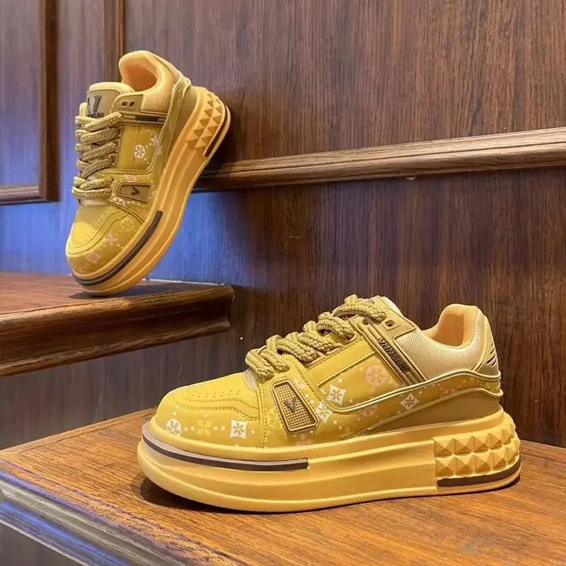 2025 Four Seasons New Anti-slip Wear-resistant Thick Sole Increase Comfortable Outdoor Trend Fashion Casual Pair Board Shoes Streetsharks