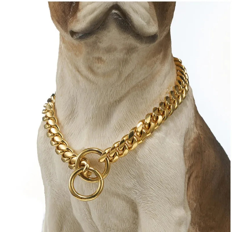 Luxury Dog Collar Gold Dog Chain Choker For Pitbull Bulldog Teddy French Bulldog Metal Collar Pet Necklace Pets Jewelry Products luxecrown.co.uk