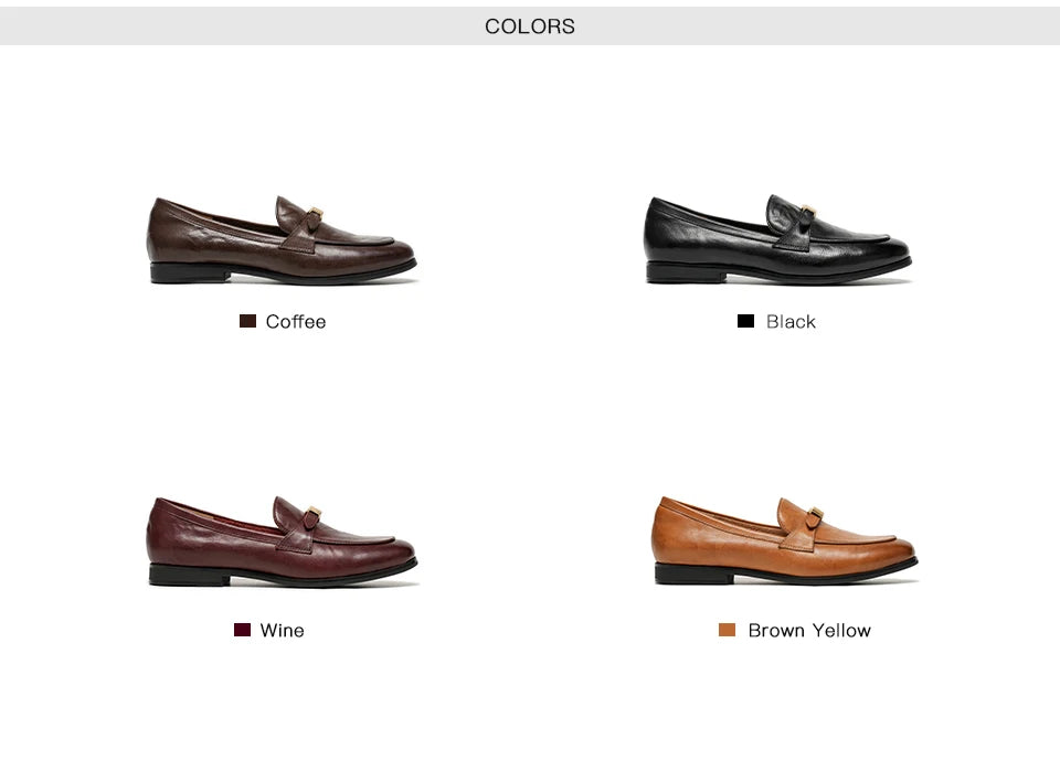BEAUTODAY Loafers Women Cow Leather Waxing Round Toe Metal Buckle Strap Slip-on Flats Business Suit Ladies Shoes Handmade 26267 luxecrown.co.uk