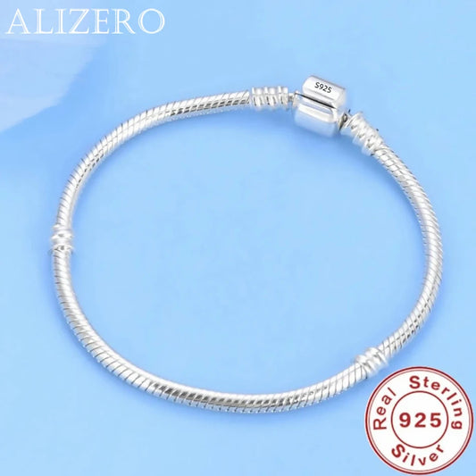 Famous Brand Original Certified 925 Sterling Silver Bracelet for Women DIY Charms Beads Snake Link Chain Classic Wrist Jewelry Streetsharks
