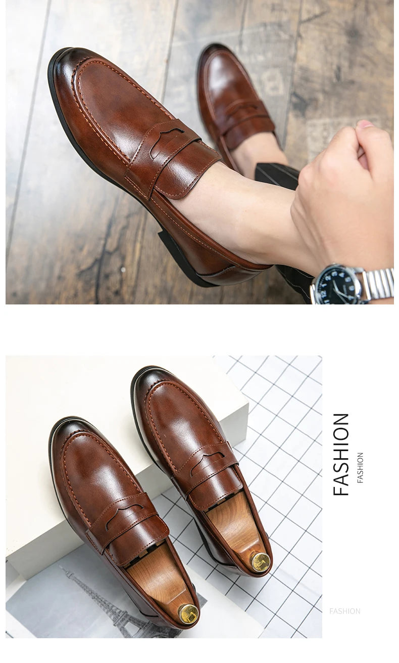 Men Casual Leather Shoes Dress Leather Loafers Men Classic Casual Business Shoes Trend Formal Party Social Leather Shoes Male luxecrown.co.uk