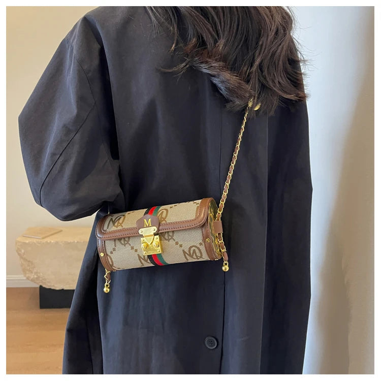 Fashionable Chain Strap Cylinder Bag Women's Bag Versatile Shoulder Crossbody Bag High Quality Korean Style Daily Use Bag luxecrown.co.uk
