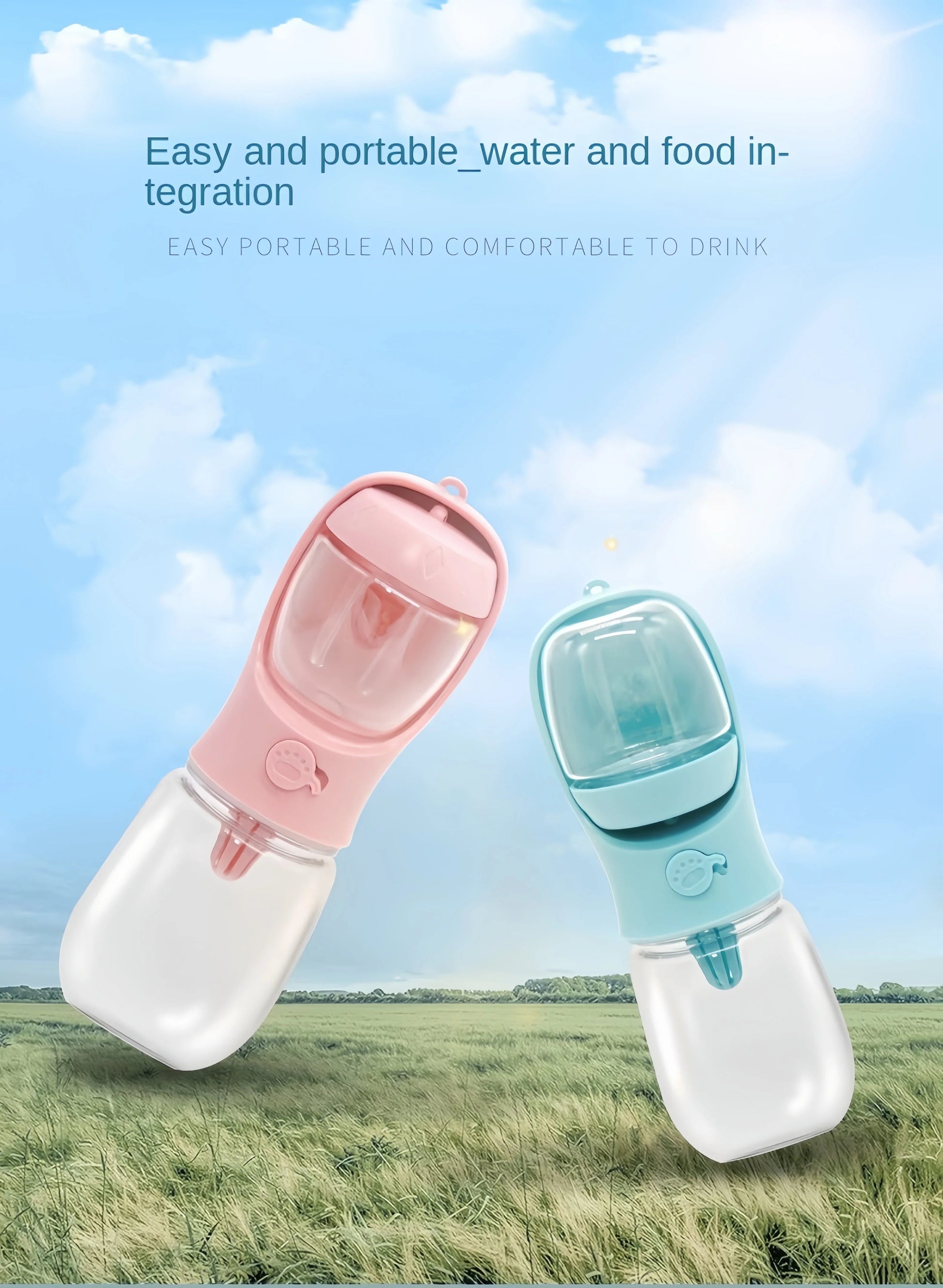 Portable Dog Cat Water Bottle with Storage Food and Water Container for Puppy Pets Dogs Feeder Bowl Outdoor Travel Pet Supplies luxecrown.co.uk