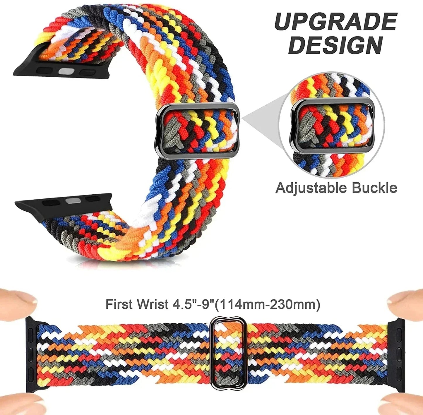 Braided Loop Strap For Apple Watch Band 42/46mm 45/41mm 38/40mm 44mm 49mm Nylon Solo Bracelet iWatch series 10 9 se 8 7 6 Ultra2 luxecrown.co.uk