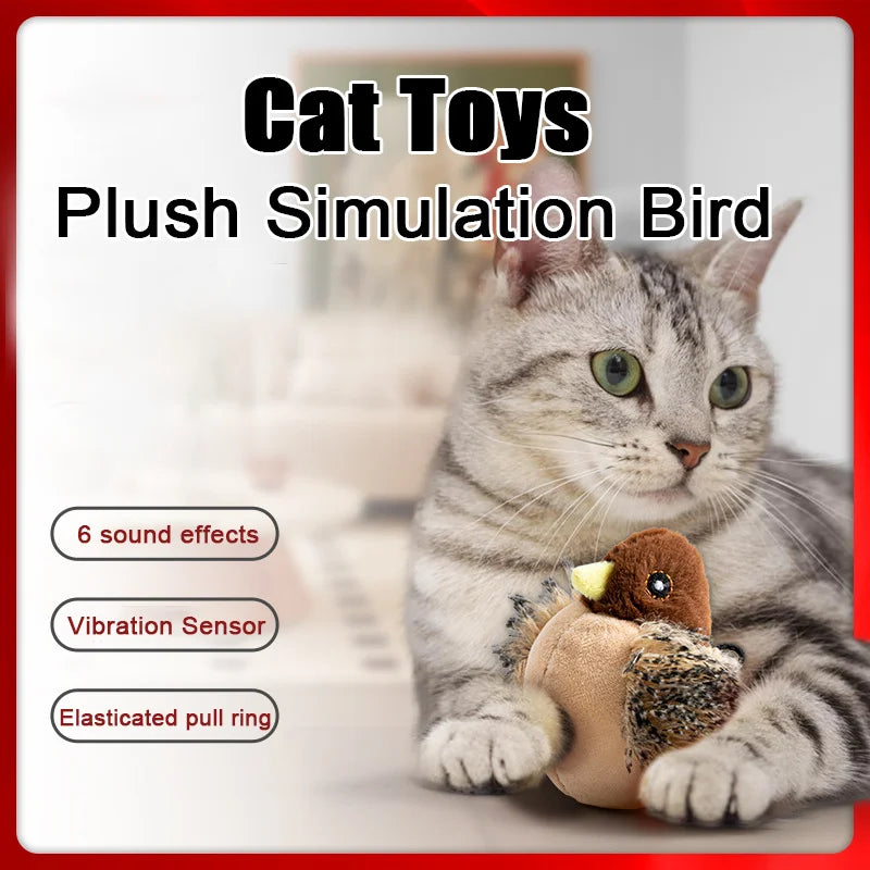 Flapping Bird Cat Toy, Interactive Flappy Bird Cat Toy Bird Toy for Cats, Simulated Chirping Bird Cat Toy, Interactive Cat Toy Streetsharks