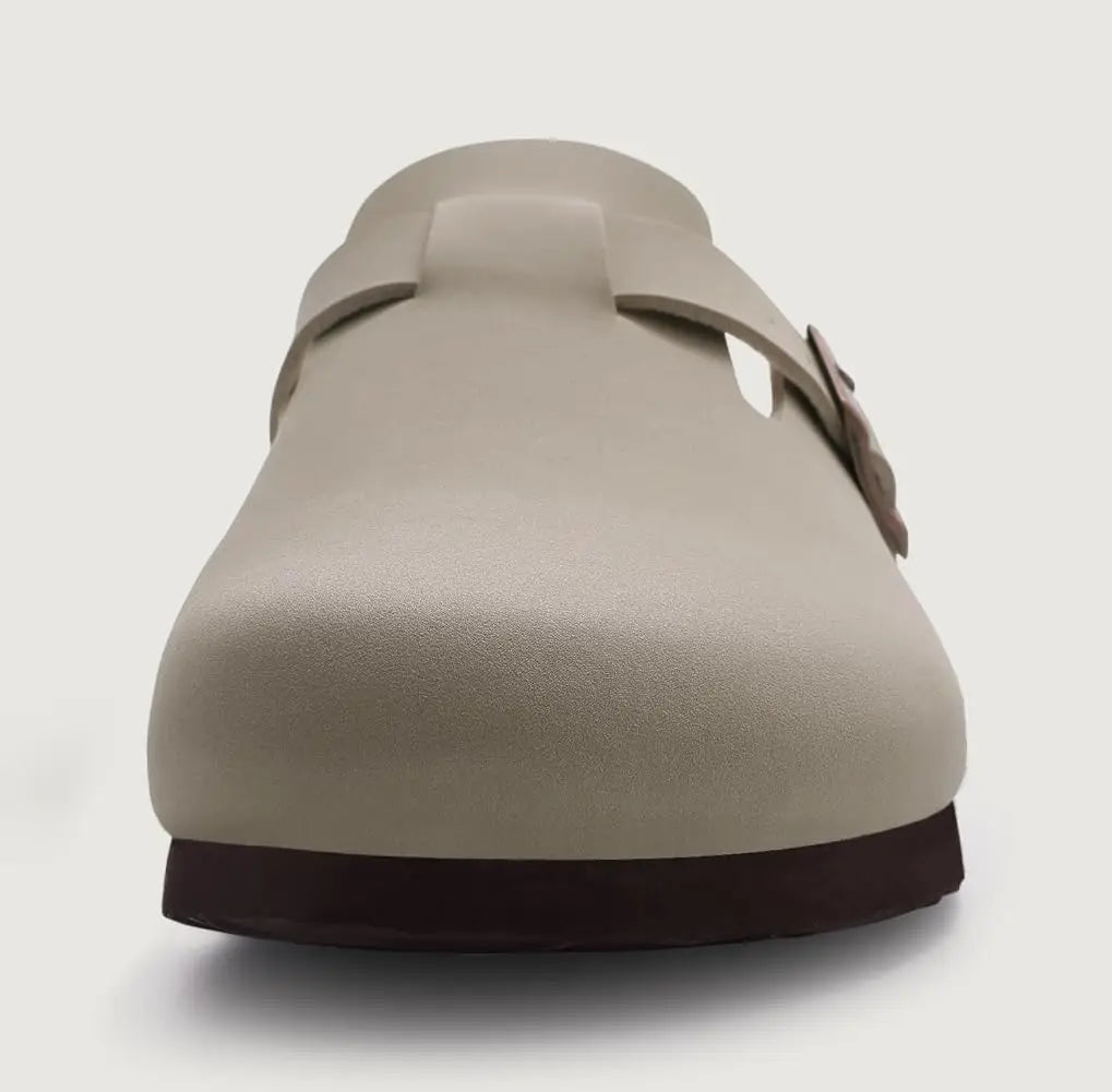 Kidmi Men's Suede Clogs Cork Footbed Clogs for Women Soft Leather Adjustable Buckle Slip-on Potato Shoes Sandals Beach Slippers luxecrown.co.uk